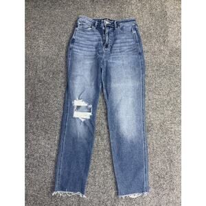 Hollister Jeans Womens 7R Ultra High Rise Mom Jean Blue Distressed Light Wash
